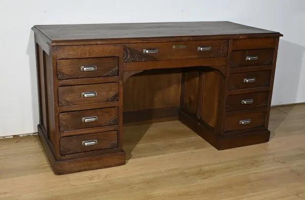 Bureau à Caissons en Chêne, Art Déco – 1940