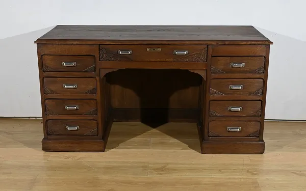 Bureau à Caissons en Chêne, Art Déco – 1940