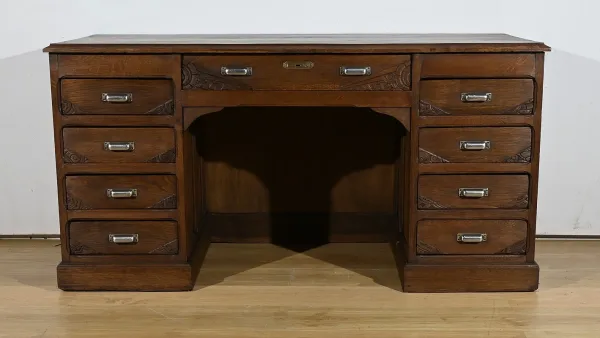 Bureau à Caissons en Chêne, Art Déco – 1940