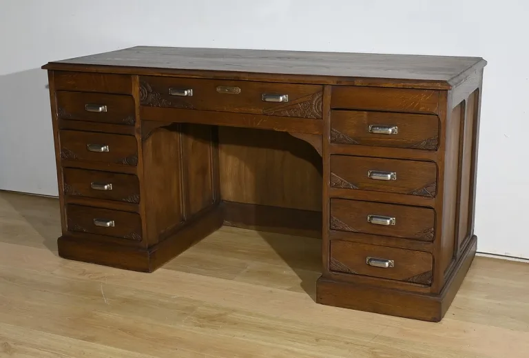Bureau à Caissons en Chêne, Art Déco – 1940