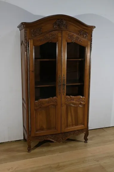 Bibliothèque Vitrine en Noyer, Style Louis XV - Fin XIXe