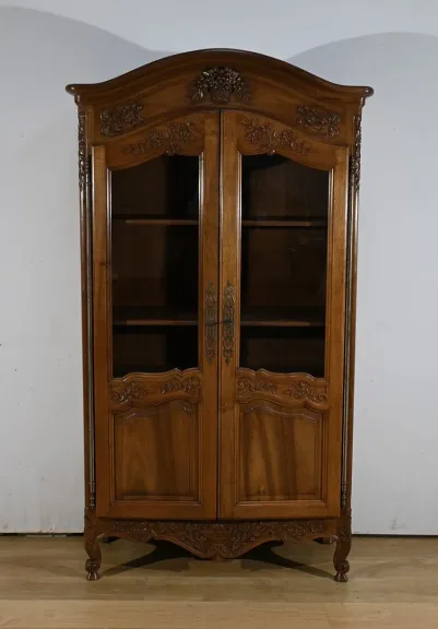 Bibliothèque Vitrine en Noyer, Style Louis XV - Fin XIXe