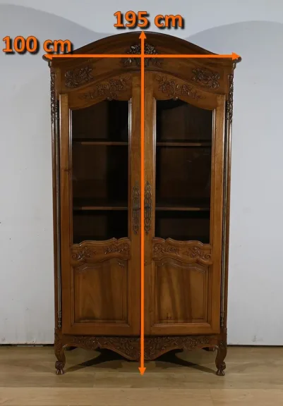Bibliothèque Vitrine en Noyer, Style Louis XV - Fin XIXe