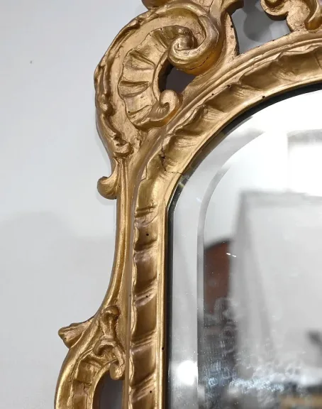 Miroir Louis XV en Bois Doré, Rocaille – 2ème partie XIXe
