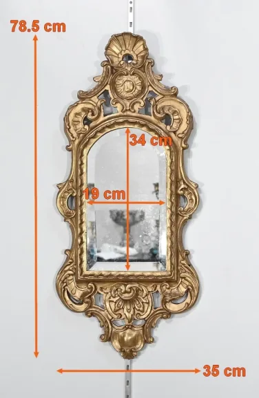 Miroir Louis XV en Bois Doré, Rocaille – 2ème partie XIXe