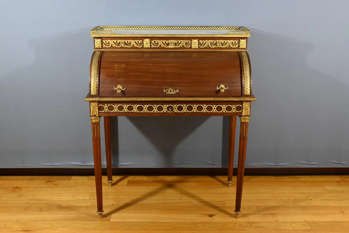 LOUIS XVI STYLE CYLINDER TOP DESK