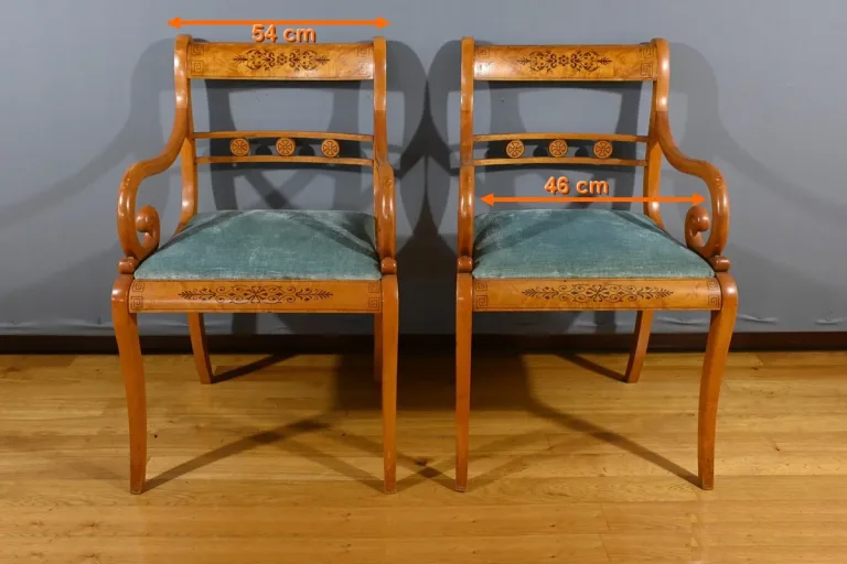Paire de Fauteuils en Érable Moucheté, style Charles X – Milieu XXe