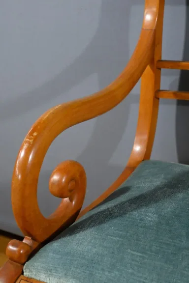 Paire de Fauteuils en Érable Moucheté, style Charles X – Milieu XXe