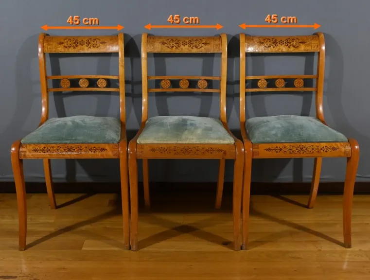 Chaises en Erable Moucheté, style Charles X – Milieu XXe