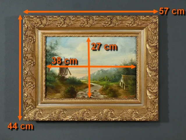 Huile sur Toile « Le Moulin » de N. Okolowicz – Début XXe