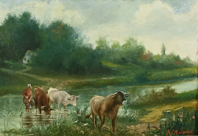 OIL ON CANVAS by N. OKOLOWICZ