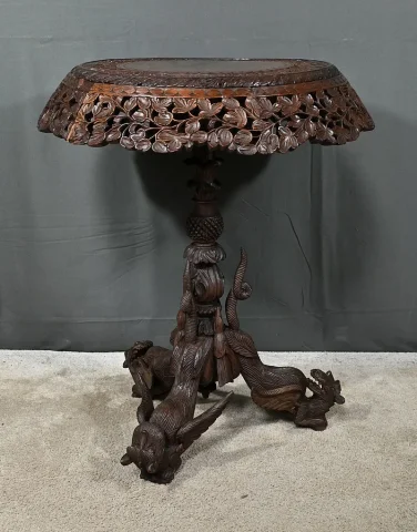 Guéridon Anglo-indien en Bois Exotique – Fin XIXe