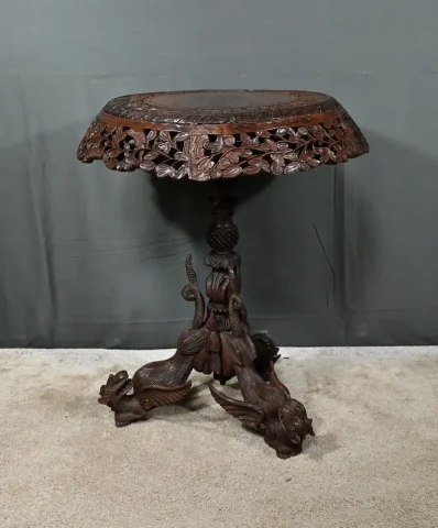 Guéridon Anglo-indien en Bois Exotique – Fin XIXe