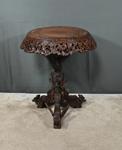 Guéridon Anglo-indien en Bois Exotique – Fin XIXe