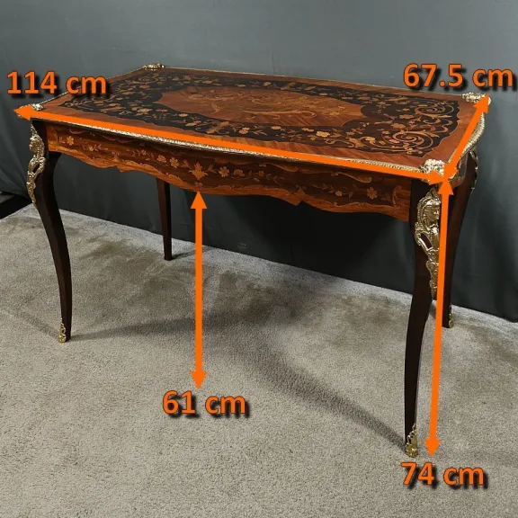 Table Bureau en Palissandre et Marqueteries, époque Napoléon III – 2ème partie XIXe
