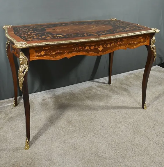 Table Bureau en Palissandre et Marqueteries, époque Napoléon III – 2ème partie XIXe