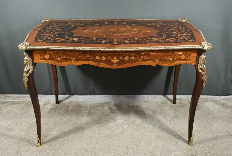 Table Bureau en Palissandre et Marqueteries, époque Napoléon III – 2ème partie XIXe