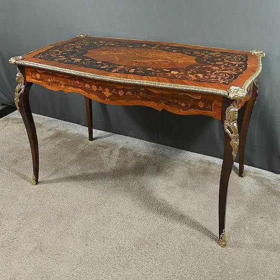 Table Bureau en Palissandre et Marqueteries, époque Napoléon III – 2ème partie XIXe