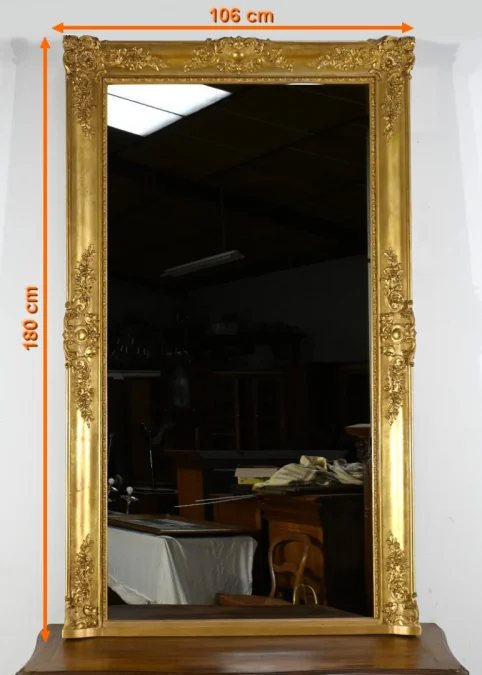 Important Miroir Doré à la Feuille, style Louis XIV – Milieu XIXe