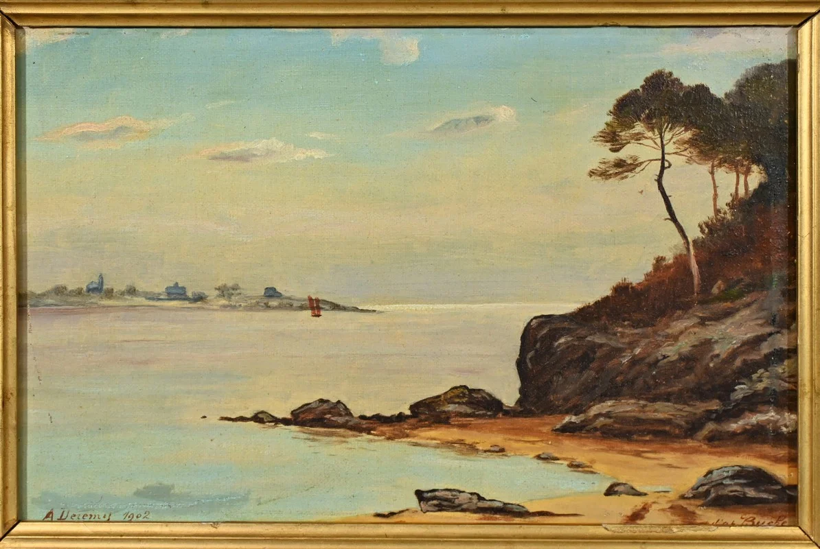 КАРТИНА МАСЛОМ подписана A DEREMY 1902