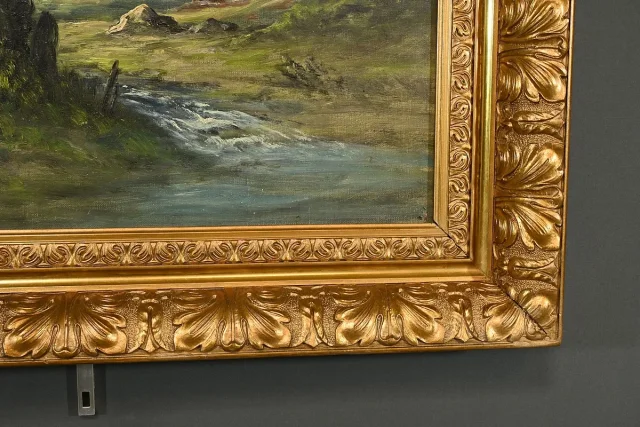 Huile sur toile « Paysage de Montagne » signée C. Lion – Fin XIXe