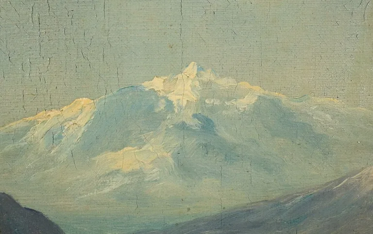 Huile sur toile « Paysage de Montagne » signée C. Lion – Fin XIXe