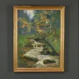 Huile sur Toile « Ruisseau en forêt » signée A. Markowicz – Début XXe