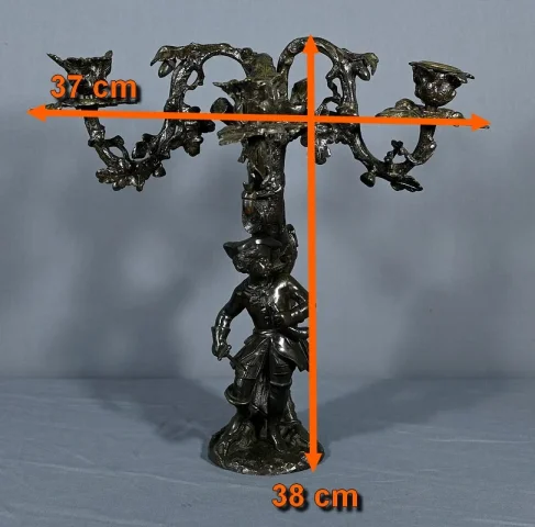Candélabre 3 lumières en Bronze Patiné – Fin XIXe