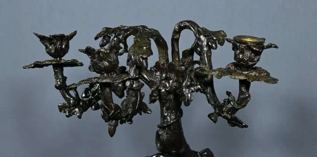 Candélabre 3 lumières en Bronze Patiné – Fin XIXe