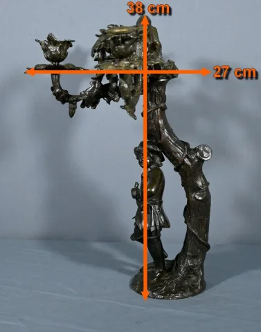 Candélabre 3 lumières en Bronze Patiné – Fin XIXe