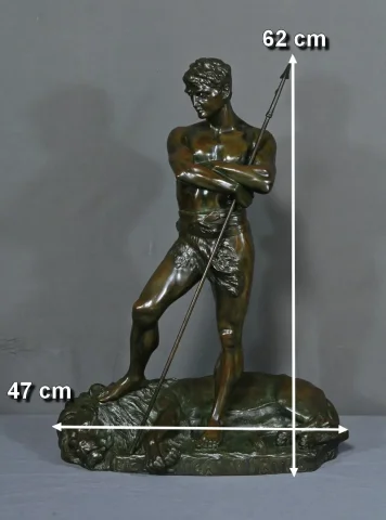 Important Bronze « Le Chasseur de Lion » de H. Fugère – Fin XIXe