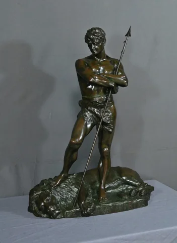Important Bronze « Le Chasseur de Lion » de H. Fugère – Fin XIXe