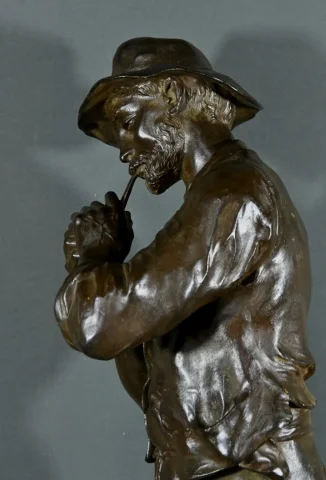 Important Bronze « L’Homme à la Pipe », signé M. Constant Favre – Fin XIXe