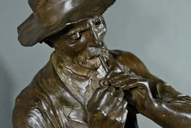 Important Bronze « L’Homme à la Pipe », signé M. Constant Favre – Fin XIXe