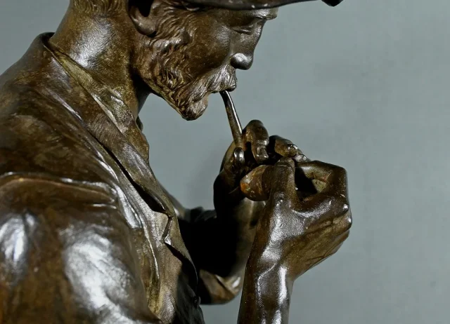 Important Bronze « L’Homme à la Pipe », signé M. Constant Favre – Fin XIXe