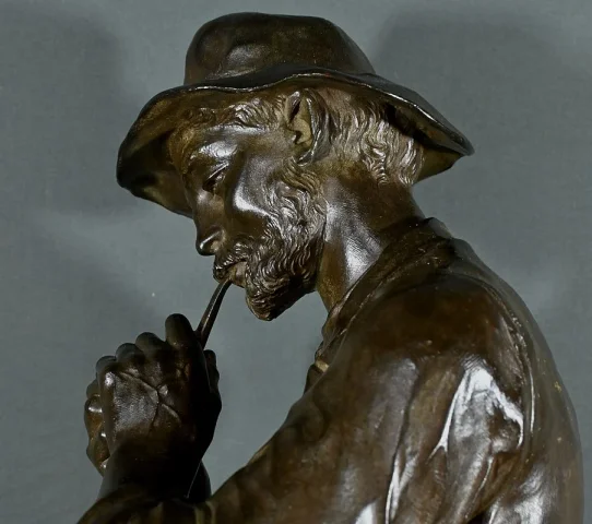 Important Bronze « L’Homme à la Pipe », signé M. Constant Favre – Fin XIXe