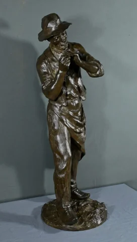 Important Bronze « L’Homme à la Pipe », signé M. Constant Favre – Fin XIXe