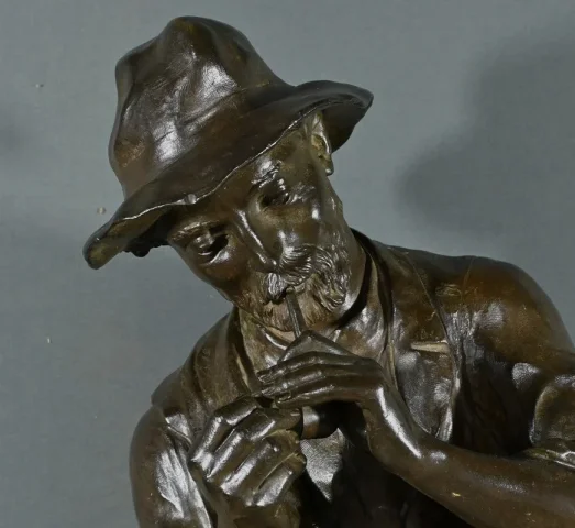 Important Bronze « L’Homme à la Pipe », signé M. Constant Favre – Fin XIXe