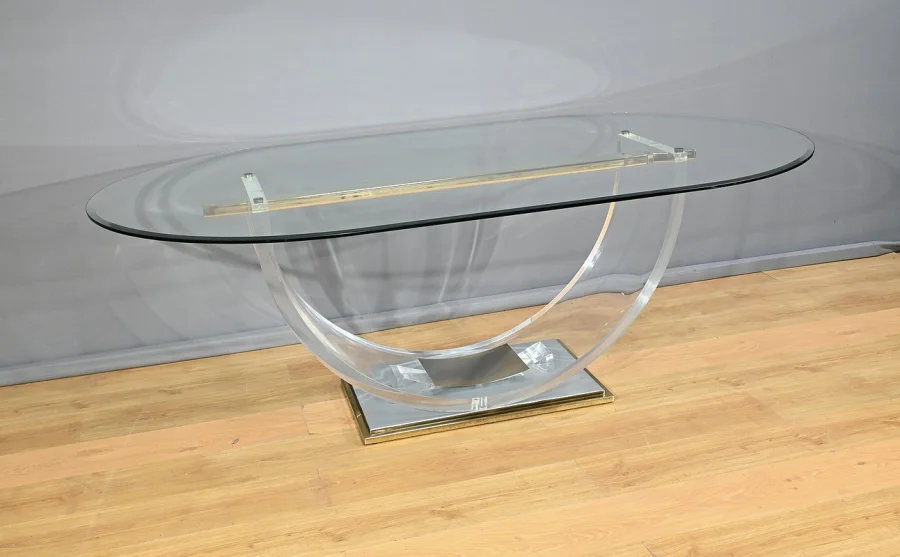 Table en Verre C. Hollis Jones pour Belgo Chrom – 1970