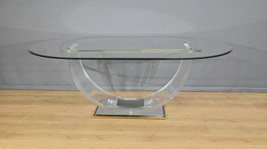 Table en Verre C. Hollis Jones pour Belgo Chrom – 1970