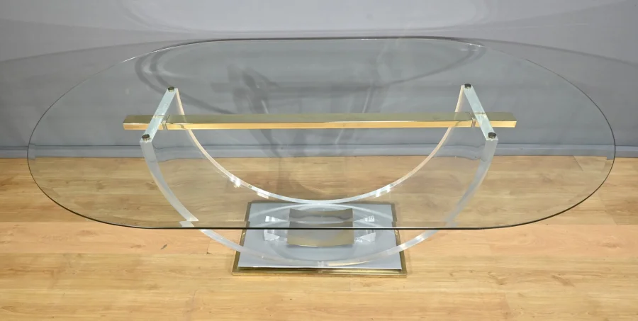 Table en Verre C. Hollis Jones pour Belgo Chrom – 1970