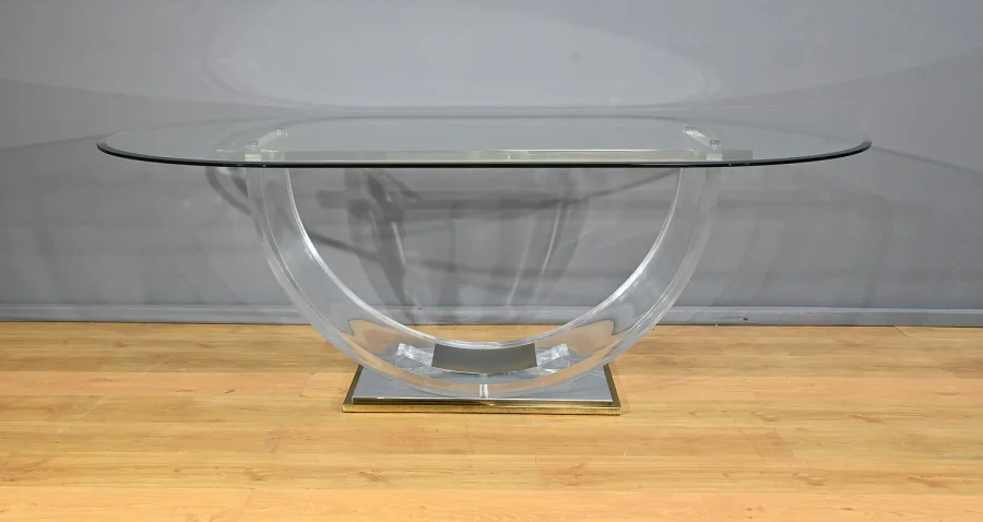 Table en Verre C. Hollis Jones pour Belgo Chrom – 1970