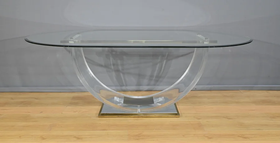 Table en Verre C. Hollis Jones pour Belgo Chrom – 1970