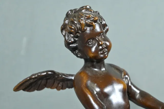 Bronze Putto au Tambourin, signé A.Moreau – Fin XIXe