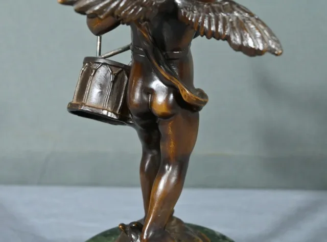 Bronze Putto au Tambourin, signé A.Moreau – Fin XIXe