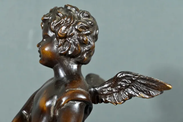 Bronze Putto au Tambourin, signé A.Moreau – Fin XIXe