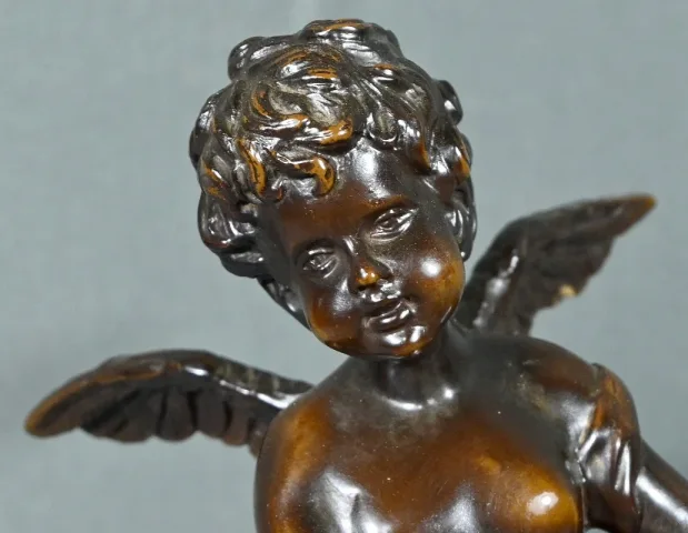 Bronze Putto au Tambourin, signé A.Moreau – Fin XIXe