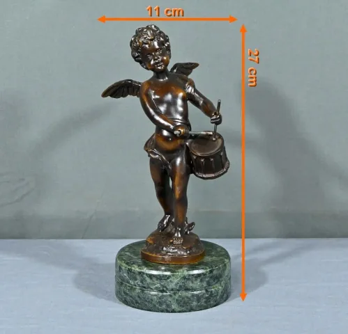Bronze Putto au Tambourin, signé A.Moreau – Fin XIXe