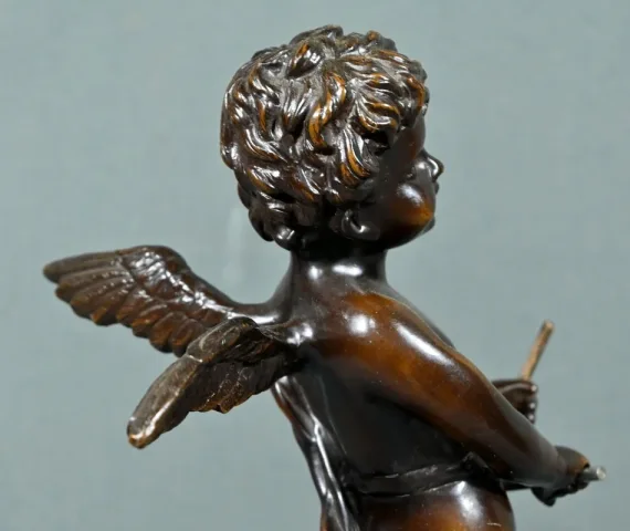 Bronze Putto au Tambourin, signé A.Moreau – Fin XIXe