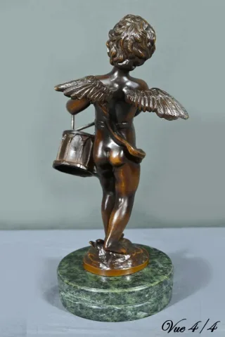 Bronze Putto au Tambourin, signé A.Moreau – Fin XIXe